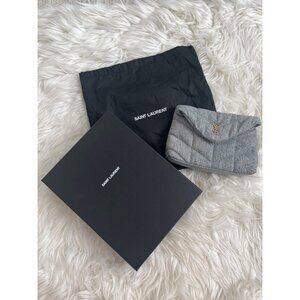 Saint Laurent Loulou Small Puffer Denim Pouch Clutch